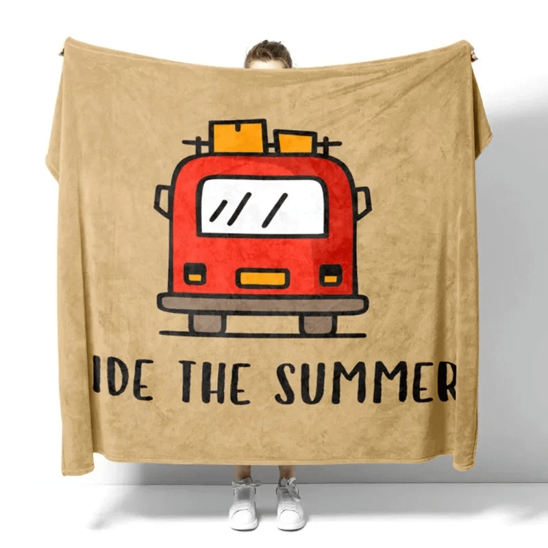 Couverture Cosy avec motifs Campeur Minivan / 150x220cm / Polyester