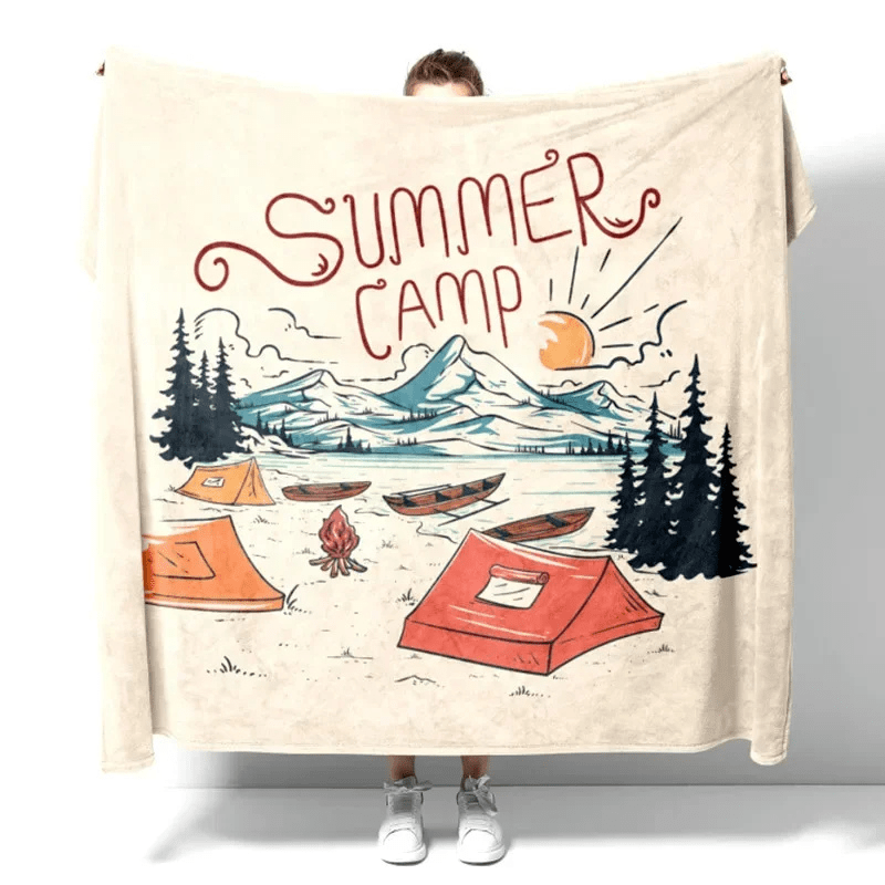 Couverture Cosy avec motifs Campeur Summer Camp / 150x220cm / Polyester