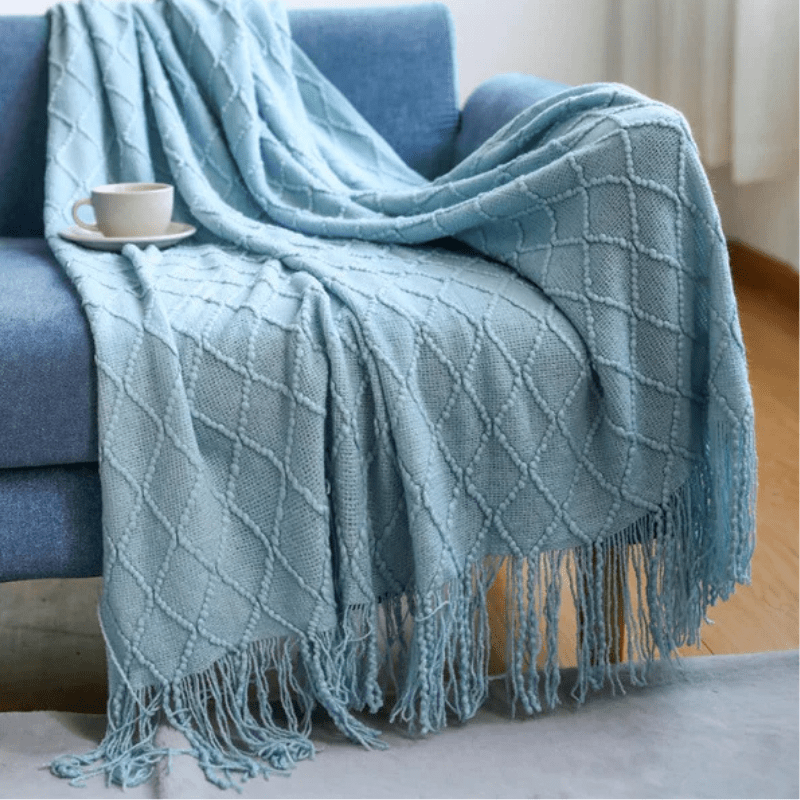 Couverture cosy Nordique Bleu clair / 150X200cm / Polyester/Coton