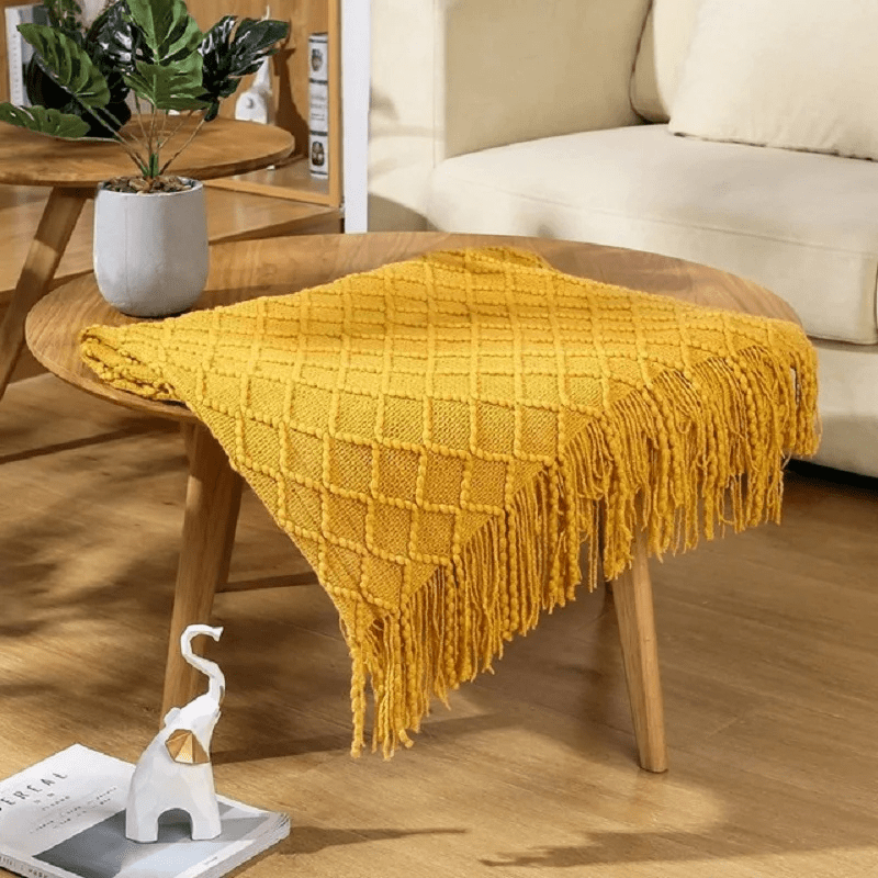 Couverture cosy Nordique Jaune / 150X200cm / Polyester/Coton