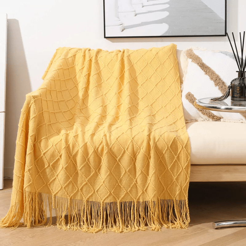 Couverture cosy Nordique jaune clair / 150X200cm / Polyester/Coton