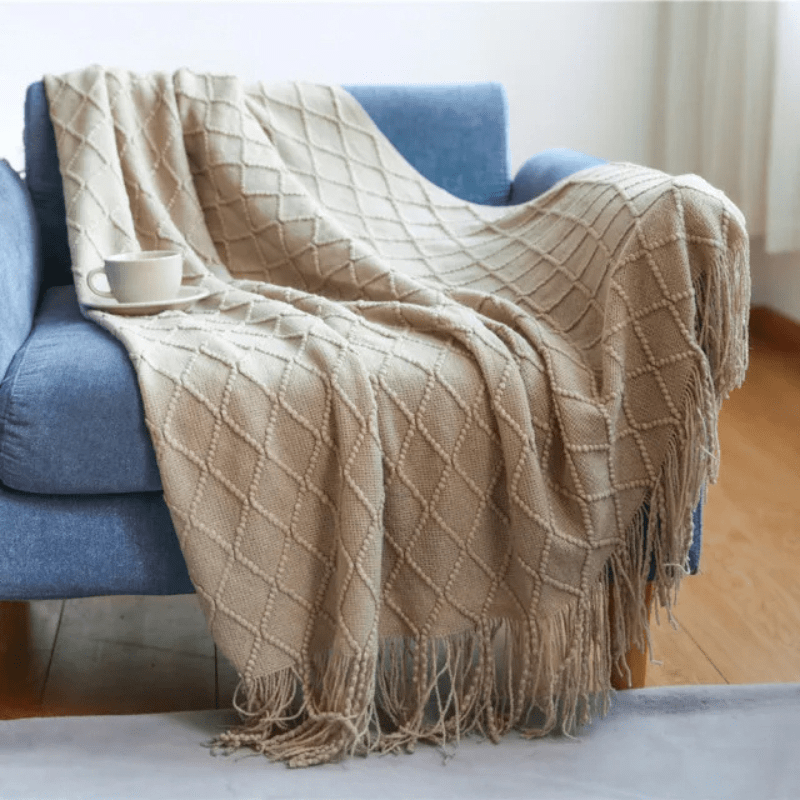 Couverture cosy Nordique Khaki / 150X200cm / Polyester/Coton