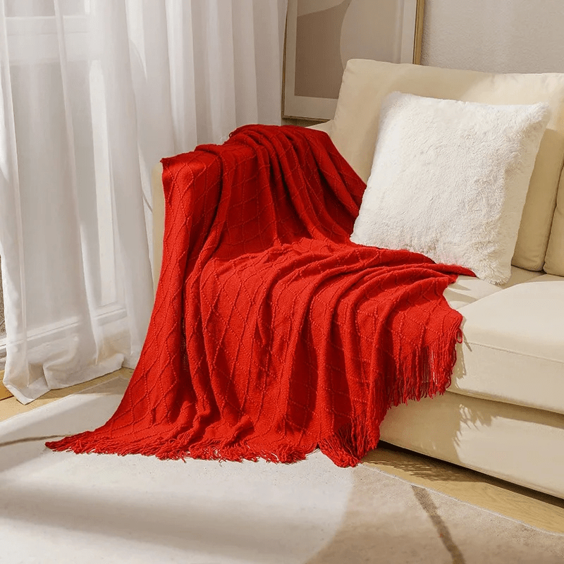 Couverture cosy Nordique Rouge / 150X200cm / Polyester/Coton