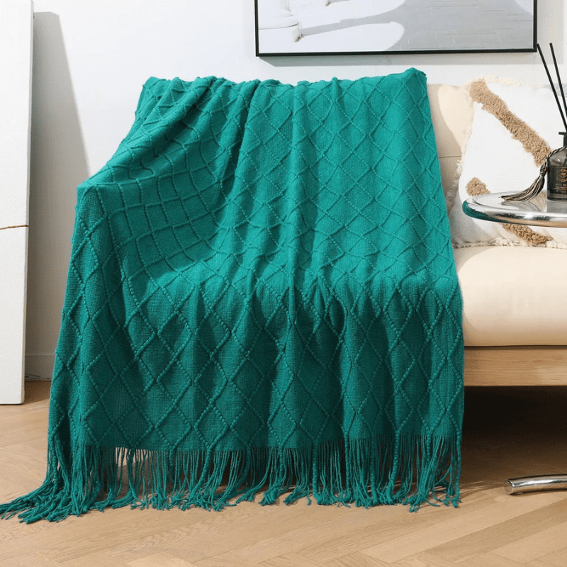 Couverture cosy Nordique Vert foncé / 150X200cm / Polyester/Coton