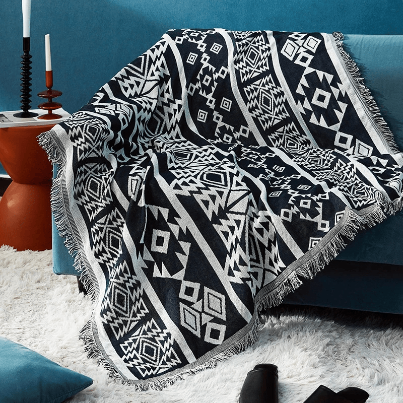 Couverture style nordique noir&blanc Style 1 / 90x90cm / Polyester/coton