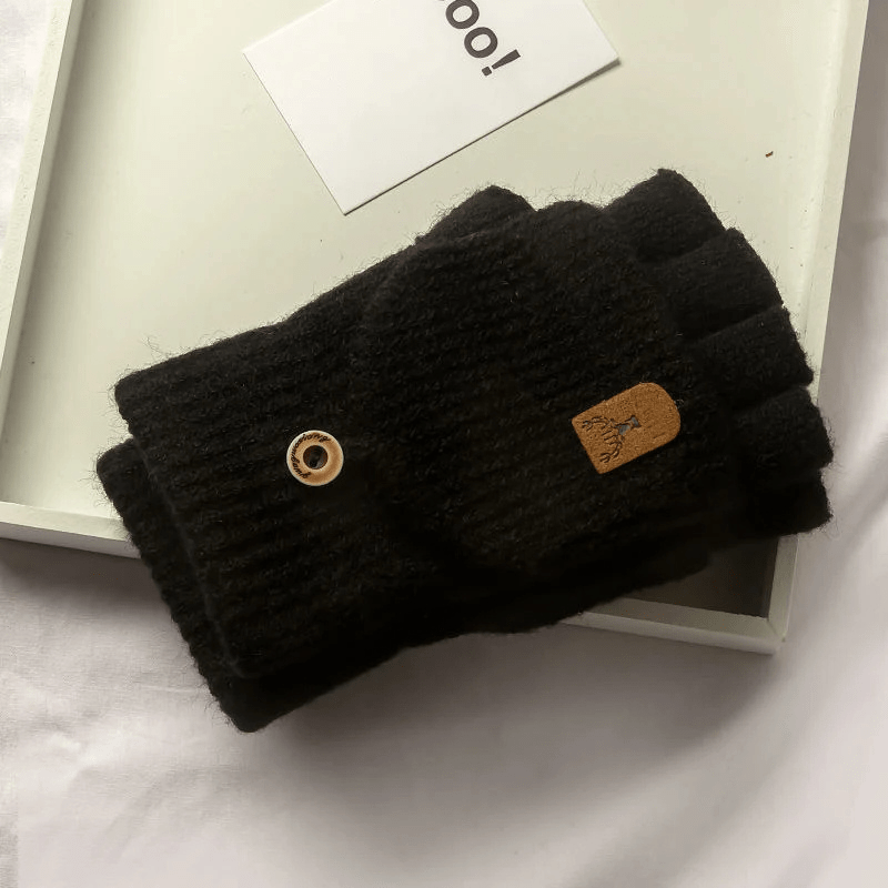 Gant mitaine avec capuchon Noir / Taille Unique / Polyester/Spandex