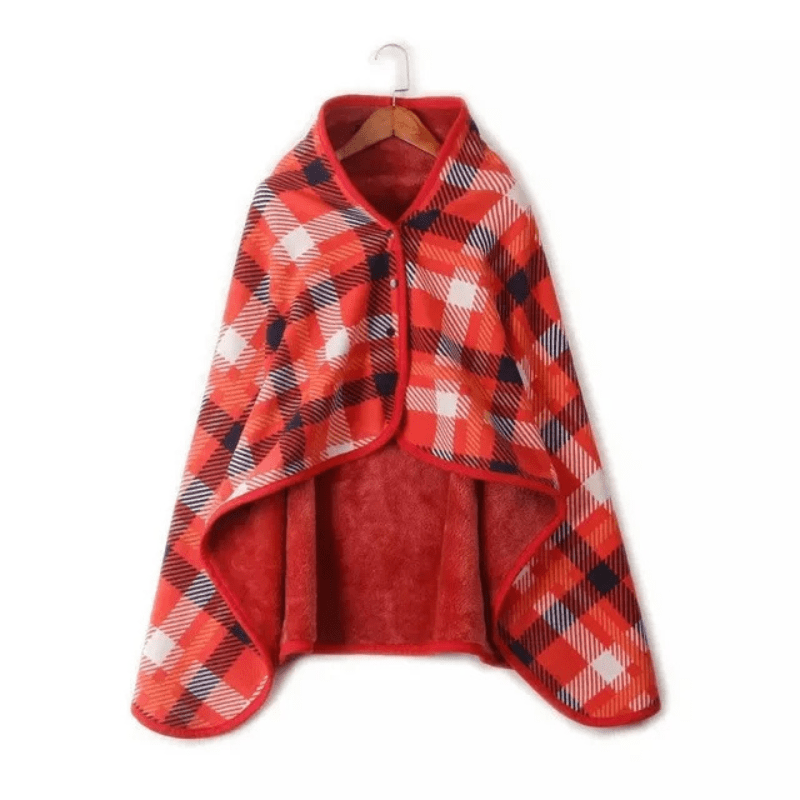 Poncho plaid style motif vichy rouge / 80x130cm