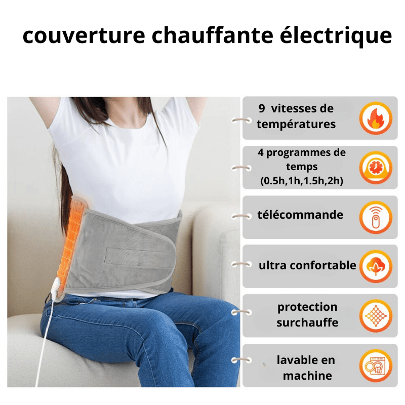 Couverture ceinture chauffante électrique 220V-240V / tour de taille jusqu'à 110cm / coton