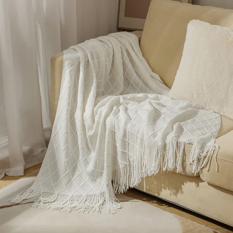 Couverture cosy Nordique Blanc / 150X200cm / Polyester/Coton