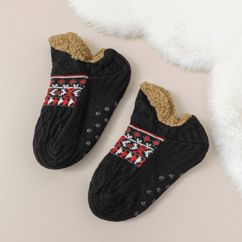 Paire de chaussons/chaussettes antidérapante noir / L-28CM / Acrylique