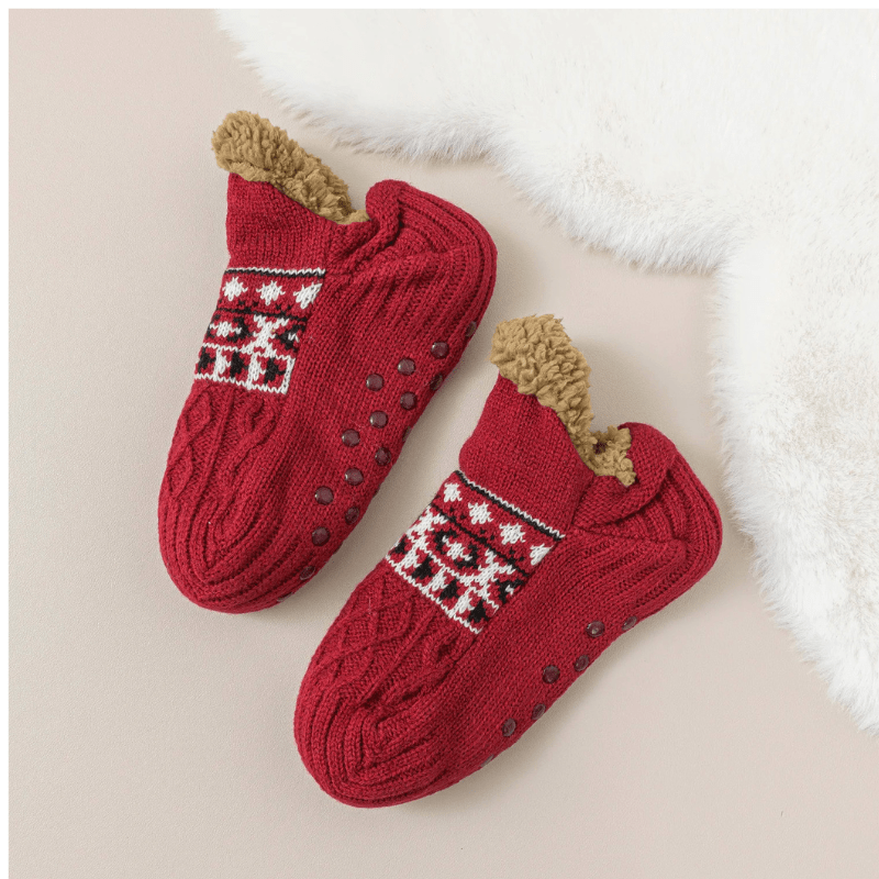 Paire de chaussons/chaussettes antidérapante rouge / L-28CM / Acrylique