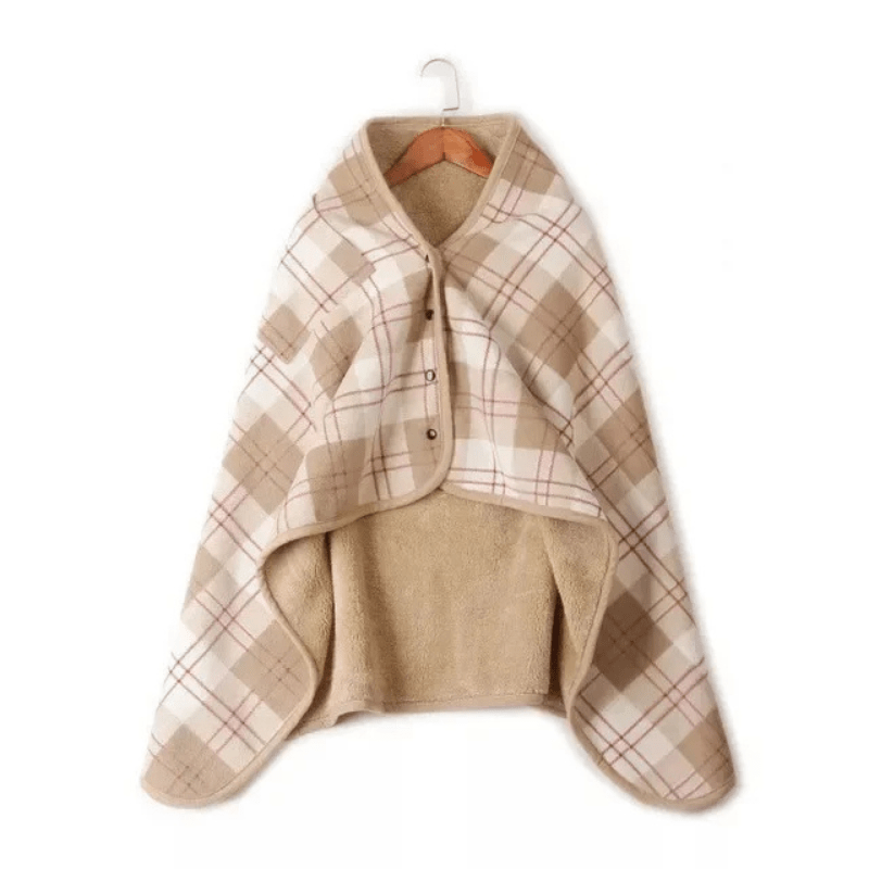 Poncho plaid style motif vichy beige / 80x130cm