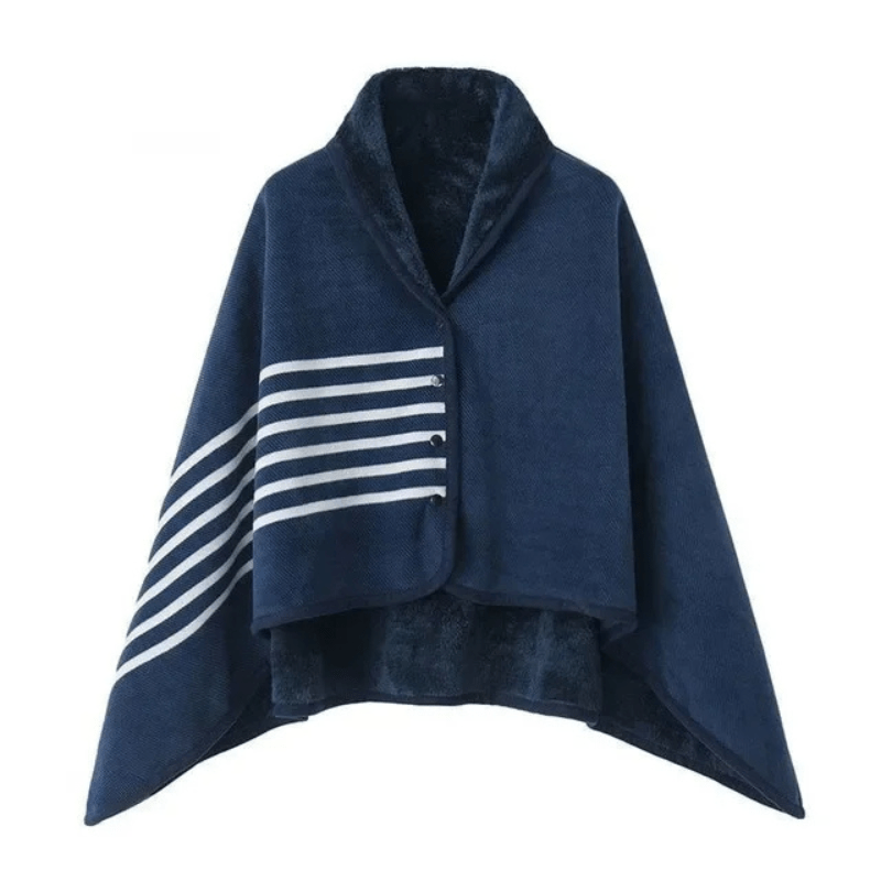 Poncho plaid style motif vichy bleu / 80x130cm