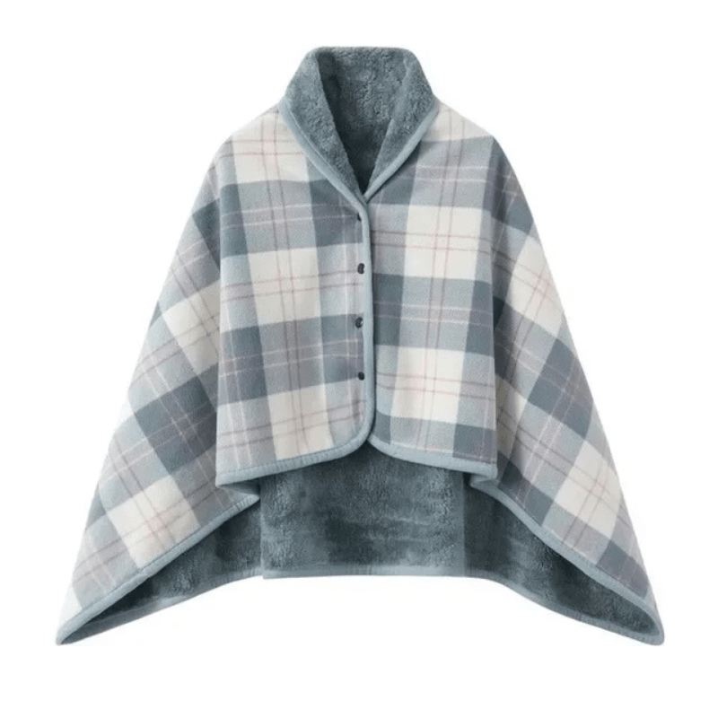 Poncho plaid style motif vichy bleu clair / 80x130cm